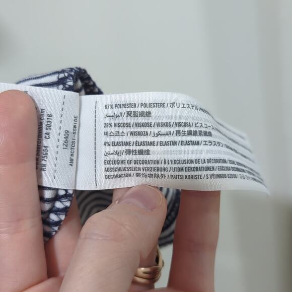 Abercrombie & Fitch Off the Shoulder Top Navy White Stripes Women's Size XS - Picture 7 of 7